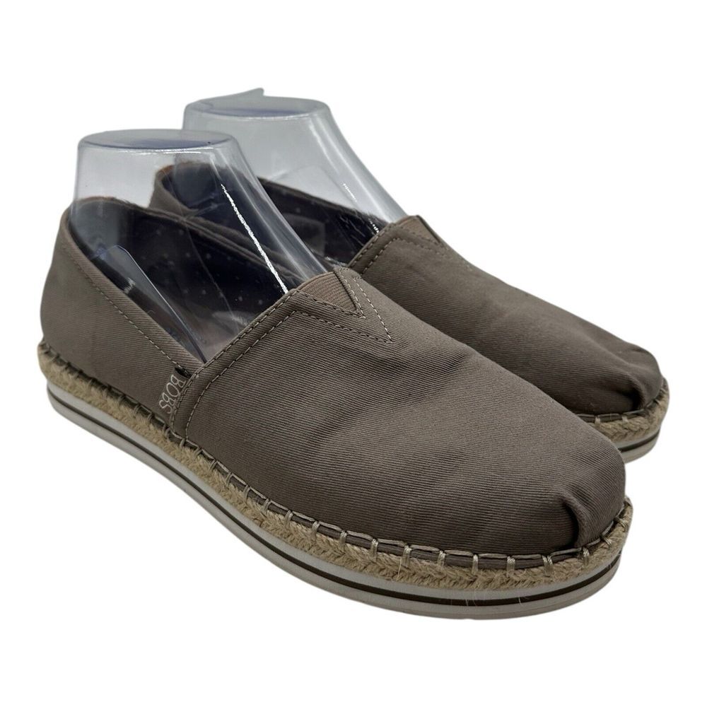 Skechers Bobs Breeze Shoes Womens Size 8.5 Taupe Canvas Slip On 32719 Espadrille